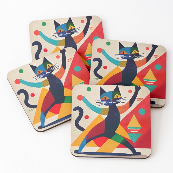 Item preview, Cubist Black cat dancing  designed and sold by Boxing Kangaroo Retail Company.