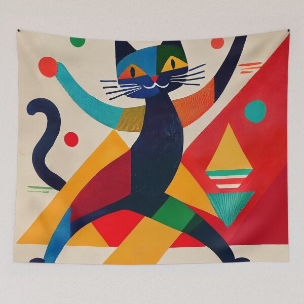 Item preview, Cubist Black cat dancing  designed and sold by Boxing Kangaroo Retail Company.