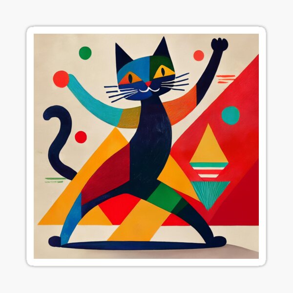 Item preview, Cubist Black cat dancing  designed and sold by Boxing Kangaroo Retail Company.