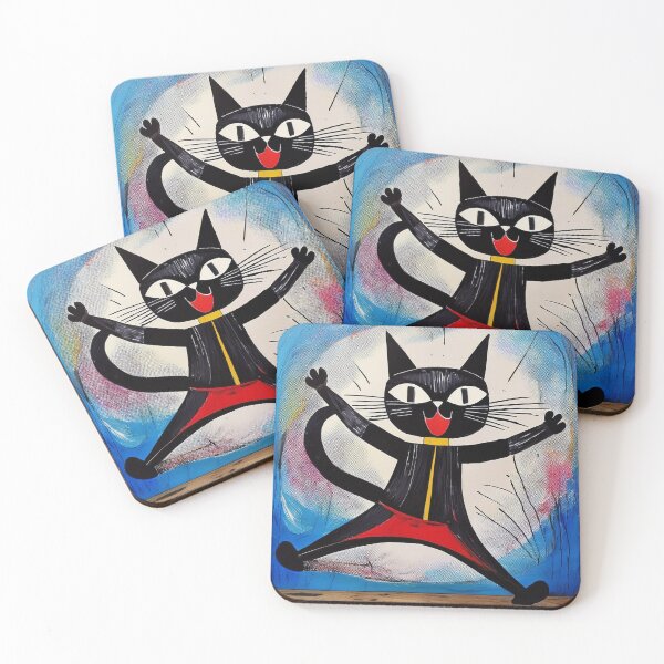 Item preview, Cubist Black cat dancing  designed and sold by Boxing Kangaroo Retail Company.