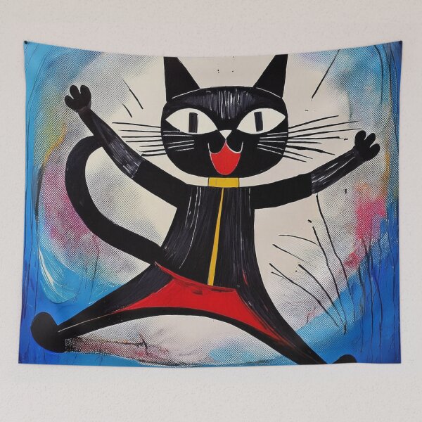 Item preview, Cubist Black cat dancing  designed and sold by Boxing Kangaroo Retail Company.