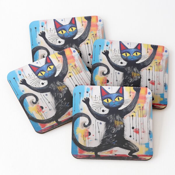 Item preview, Cubist Black cat dancing  designed and sold by Boxing Kangaroo Retail Company.