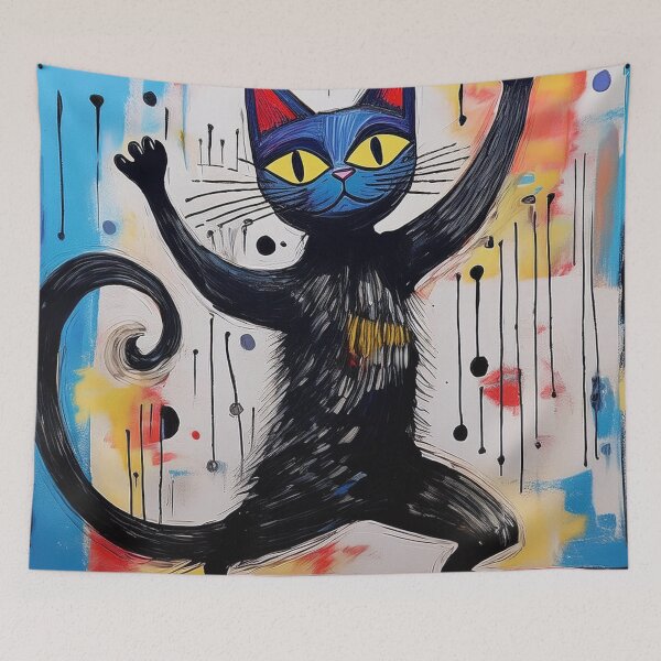 Item preview, Cubist Black cat dancing  designed and sold by Boxing Kangaroo Retail Company.
