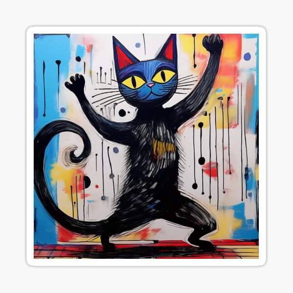 Item preview, Cubist Black cat dancing  designed and sold by Boxing Kangaroo Retail Company.
