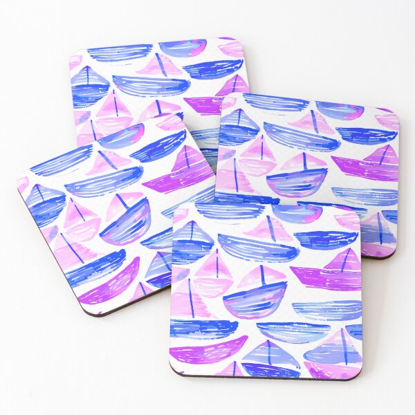 Item preview, Sail Boats Purple Pastel Blue Watercolor designed and sold by ChristinasMess.