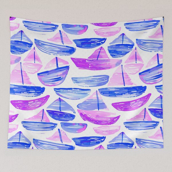 Item preview, Sail Boats Purple Pastel Blue Watercolor designed and sold by ChristinasMess.