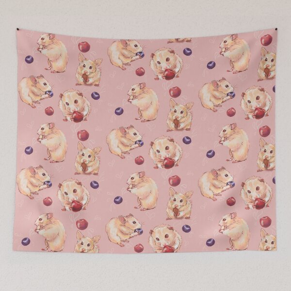 Item preview, A Juicy Feast - Cute Pink Hamster illustration pattern designed and sold by pixiegutsGB.