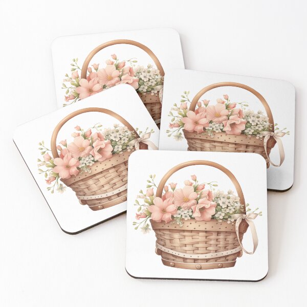 Item preview, Peach and Cream Floral Basket designed and sold by Mermaid's Whimsy.