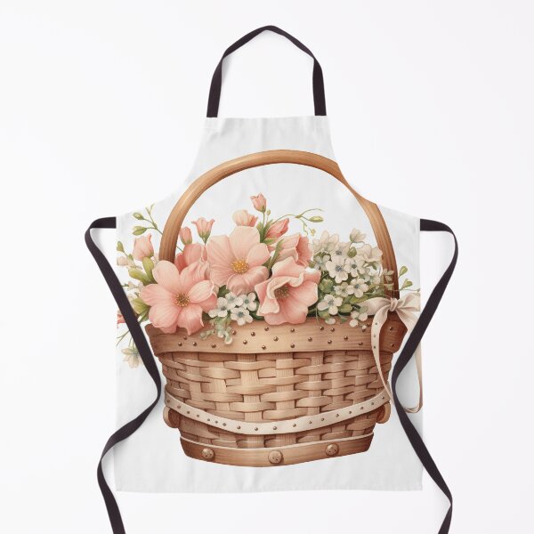 Item preview, Peach and Cream Floral Basket designed and sold by Mermaid's Whimsy.