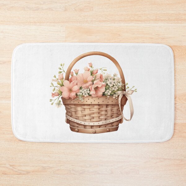 Item preview, Peach and Cream Floral Basket designed and sold by Mermaid's Whimsy.