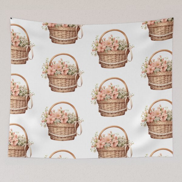 Item preview, Peach and Cream Floral Basket designed and sold by Mermaid's Whimsy.