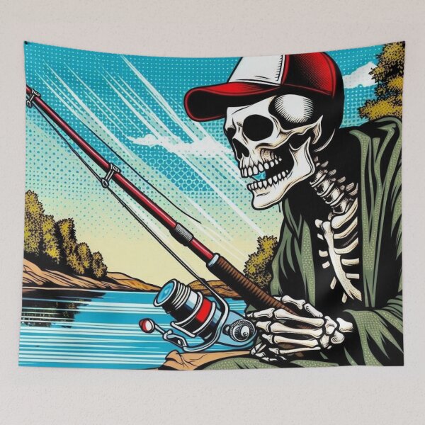 Item preview, Skeleton fisherman popart designed and sold by Club-Satini.