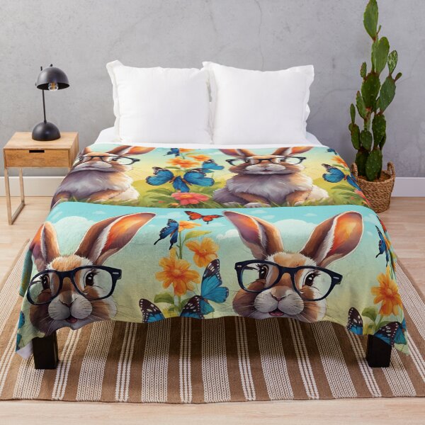 Item preview, Cool Bunny with Glasses in a Butterfly Garden – Aesthetic & Cute Art" designed and sold by chaieb shoop.