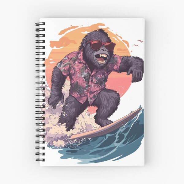 Item preview, Surfing Gorilla Funny Retro Beach Ape Hawaiian Summer Wave Rider, Cool Gorilla Surfer Tee designed and sold by ManxCatAndy.