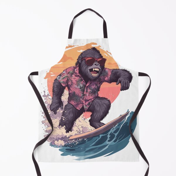 Item preview, Surfing Gorilla Funny Retro Beach Ape Hawaiian Summer Wave Rider, Cool Gorilla Surfer Tee designed and sold by ManxCatAndy.
