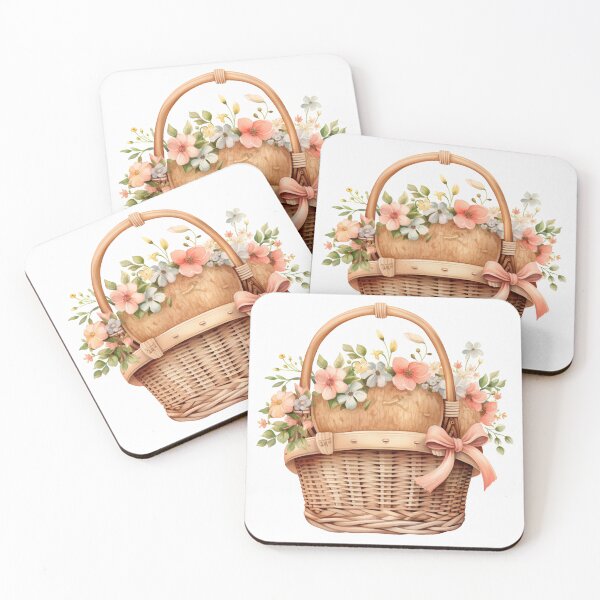 Item preview, Peach Bow Basket with Peach and Cream Flowers designed and sold by Mermaid's Whimsy.