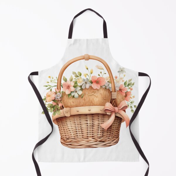 Item preview, Peach Bow Basket with Peach and Cream Flowers designed and sold by Mermaid's Whimsy.