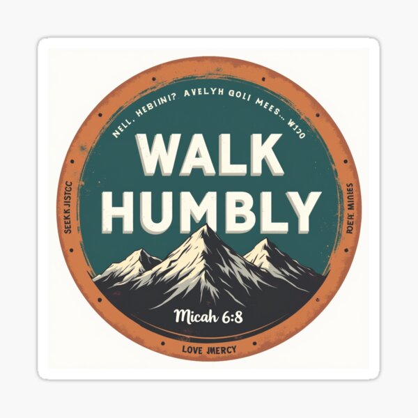 Vista previa del artículo con la obra «Caminar con humildad - Miqueas 6:8 Insignia de la montaña de la fe cristiana», diseñado y vendido por JaksaDesignHub.