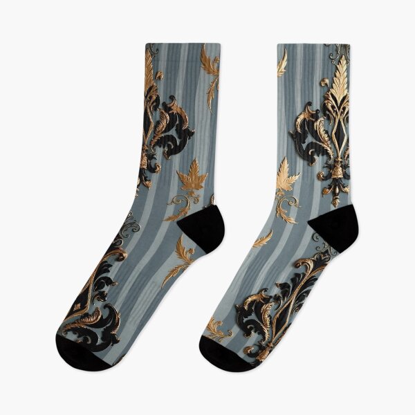 Item preview, Dusk Blue Striped Gold & Black Damask designed and sold by DesignsByPrnces.