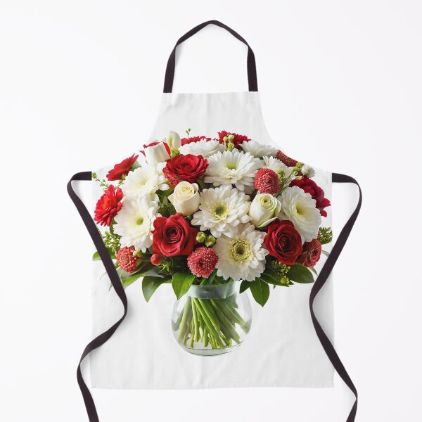 Item preview, beautiful summer flower bouquet with red and white roses designed and sold by DuskTillDown.