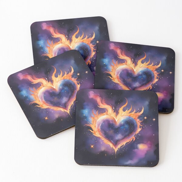 Item preview, Celestial Flaming Heart – Cosmic Love Art designed and sold by KateVil.