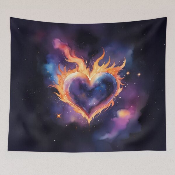 Item preview, Celestial Flaming Heart – Cosmic Love Art designed and sold by KateVil.