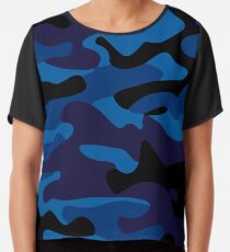 Black Blue Camo Chiffon Top