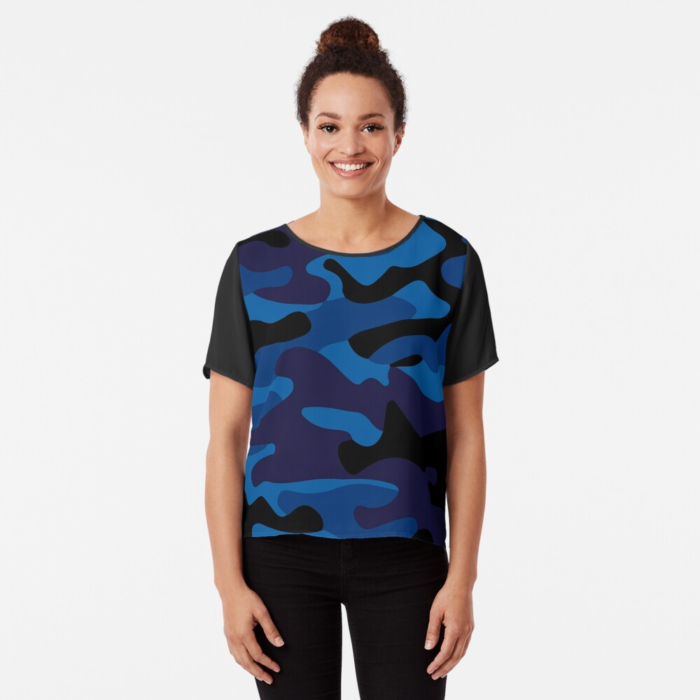 Black Blue Camo Graphic T-Shirt for Sale by dextersdesigns