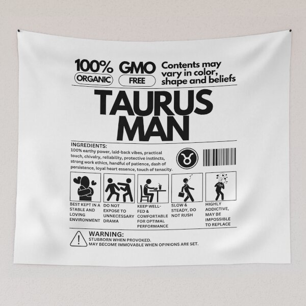 Item preview, Taurus Man Zodiac Traits: A Unique Product Design - Black Text designed and sold by HAHA Tees & Things.