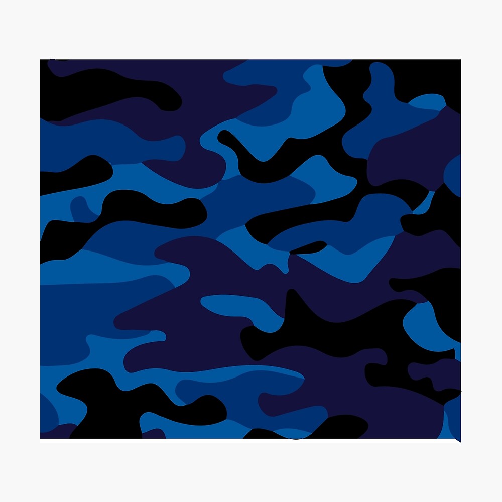 Black Blue Camo Graphic T-Shirt for Sale by dextersdesigns