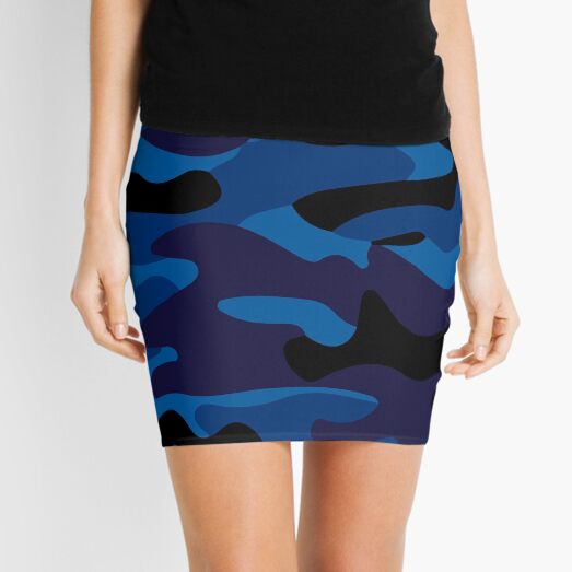 Black Blue Camo Mini Skirt