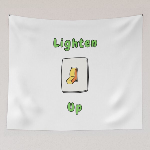 Item preview, Lighten Up with Yellow Switch, Green Font, Funny, Humorous, Puns  designed and sold by AASparksDesigns.