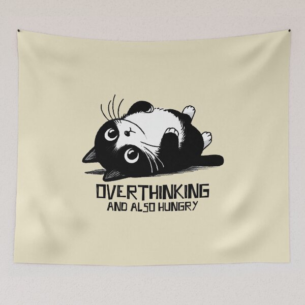 Item preview, Overthinking and also hungry cat designed and sold by FatBirdie.