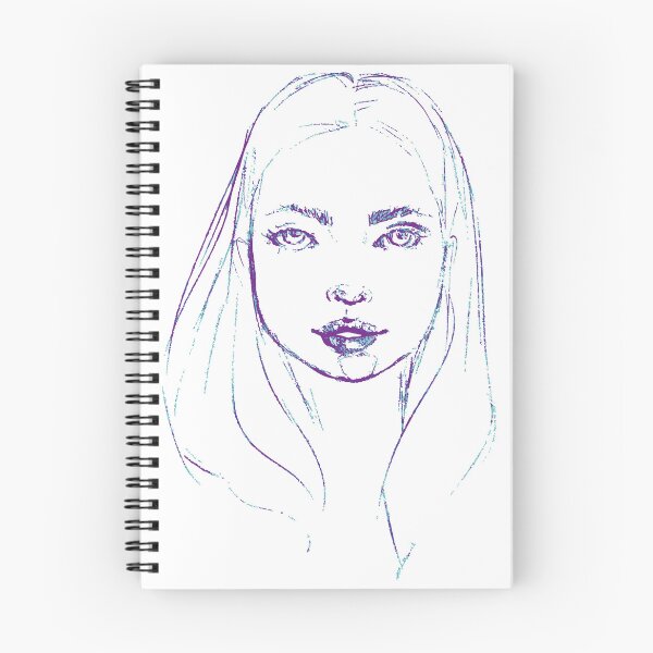 Item preview, Face in Charcoal and Blue and Purple Color designed and sold by dianasofiacrea.