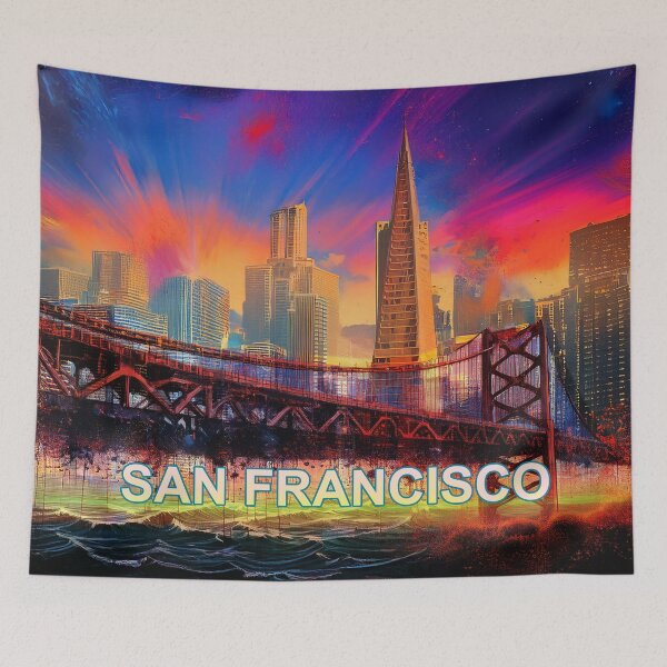 Item preview, San Francisco Skyline - Colorful Abstract Graffiti Art  designed and sold by Phat Dog Designs .