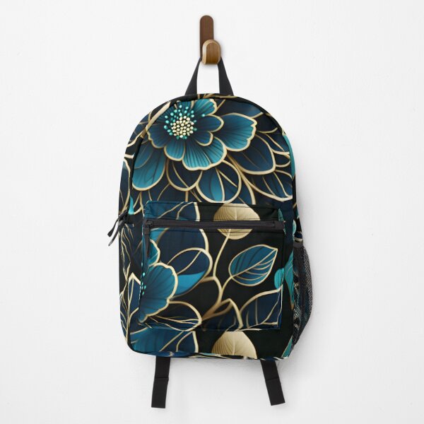 Item preview, Elegant Navy, Gold & Teal Floral Pattern | Luxurious Botanical Art on Black designed and sold by Juliette Ozkalfayan.