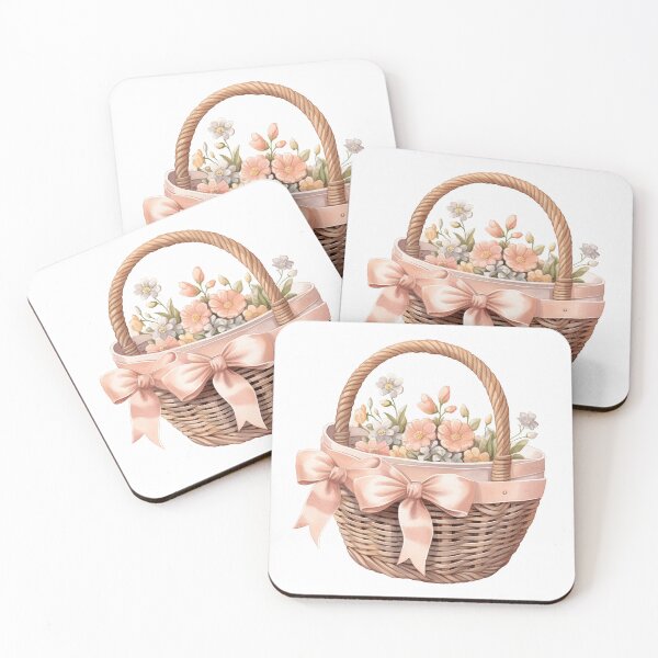 Item preview, Cute Peach Bow Basket with Peach and Cream Flowers designed and sold by Mermaid's Whimsy.