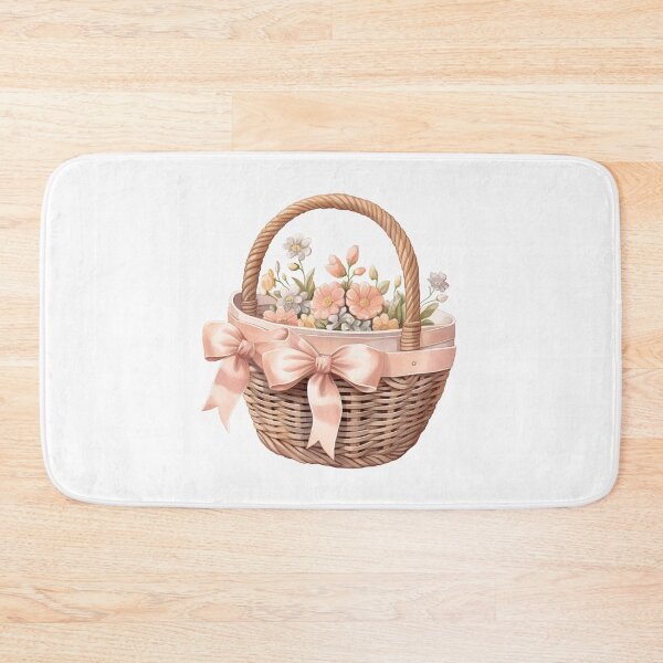 Item preview, Cute Peach Bow Basket with Peach and Cream Flowers designed and sold by Mermaid's Whimsy.