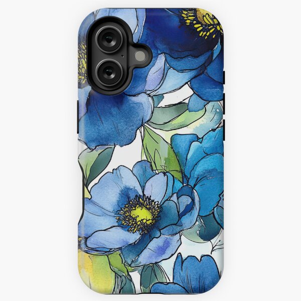 Item preview, Poppy Abstract in Blues and Green on White designed and sold by dawnleblanc55.