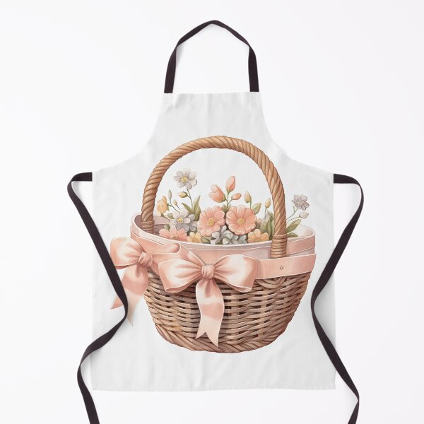 Item preview, Cute Peach Bow Basket with Peach and Cream Flowers designed and sold by Mermaid's Whimsy.