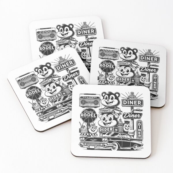 Item preview, Retro Diner Delight-Stacked hamster- Smiles and vintage car designed and sold by 8Totem.