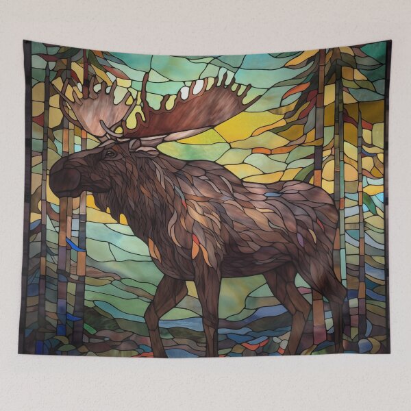 Item preview, Moose in Stained Glass designed and sold by RedHandedOD.