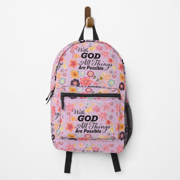 Item preview, With God, All Things Are Possible – Floral Christian Design designed and sold by ArtByMarkDesign.