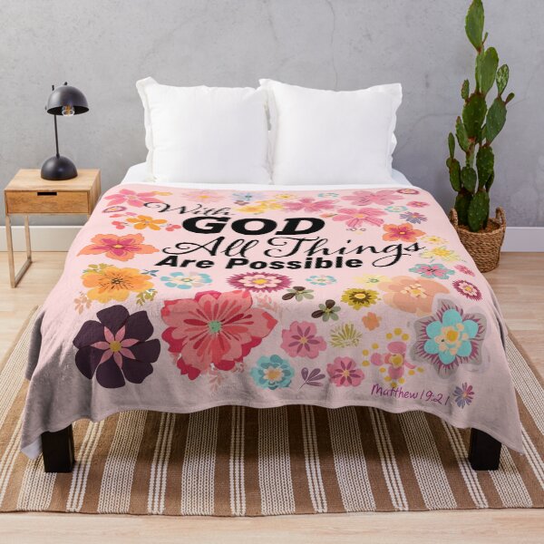 Item preview, With God, All Things Are Possible – Floral Christian Design designed and sold by ArtByMarkDesign.