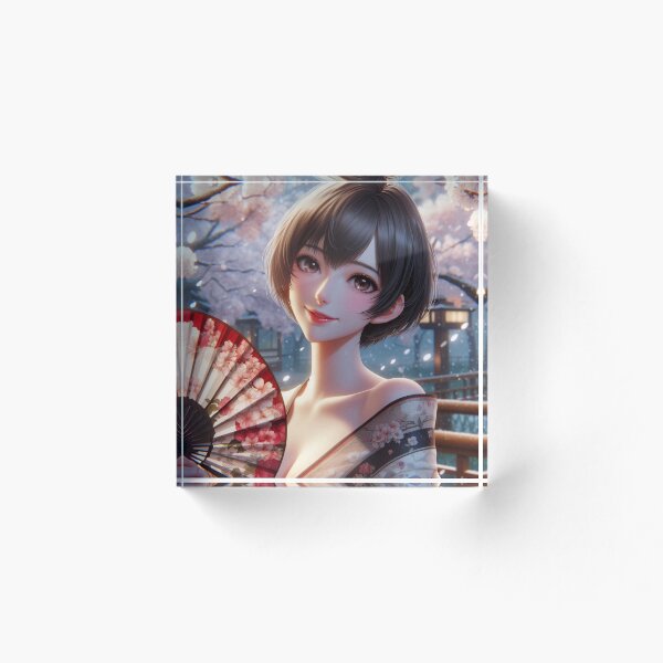 Item preview, Woman is depicted wearing a traditional Japanese kimono, designed and sold by ChamaruVerywell.