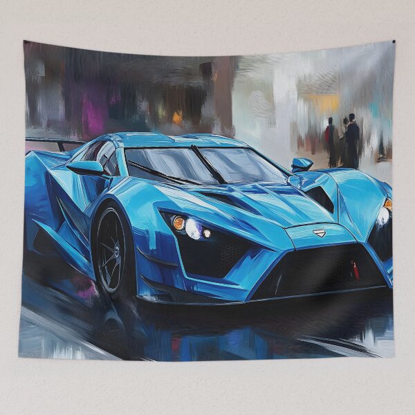 Aperçu de l'œuvre Pop Art Bleu Azur Zenvo TSR-S créée et vendue par AutoPopStudio.