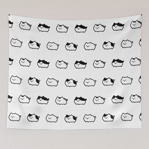Item preview, Plump Cats Pattern / White Black designed and sold by Yuru Pals.