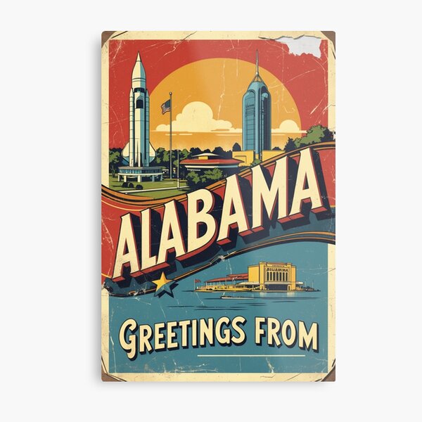 Item preview, Greetings from Alabama USA Vintage Travel Retro Postcard Design designed and sold by TravelPostcardGems.