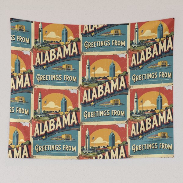 Item preview, Greetings from Alabama USA Vintage Travel Retro Postcard Design designed and sold by TravelPostcardGems.