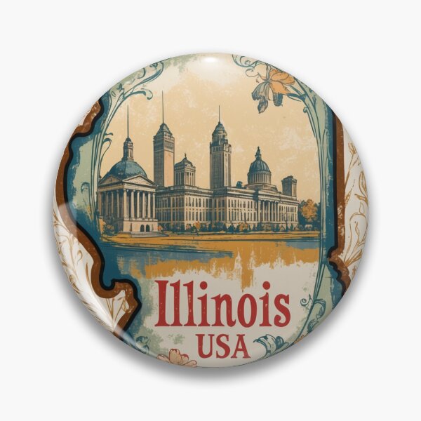 Artikelvorschau, Grüße aus Illinois State Outline USA Vintage Reise Retro Postkarte Design entworfen und verkauft von TravelPostcardGems.